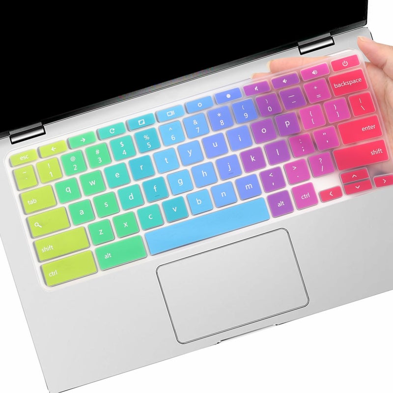 MUBUY-GOL Keyboard Cover for Dell Chromebook 11 3100, Dell Chromebook 3120 3189 3180 3181 5190, Dell 11" HD IPS Chromebook, Dell Chromebook 3380 3400, Dell Chromebook 11.6 13.3 14 US Keyboard Cover -Rainbow - Image 1